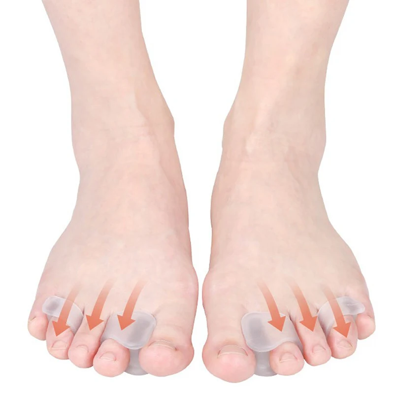 Silicone Big Toe Two Hole Thumb Valgus Toe Separator Foot Fingers Protector Corrector Pedicure Foot Care Tool 1pair