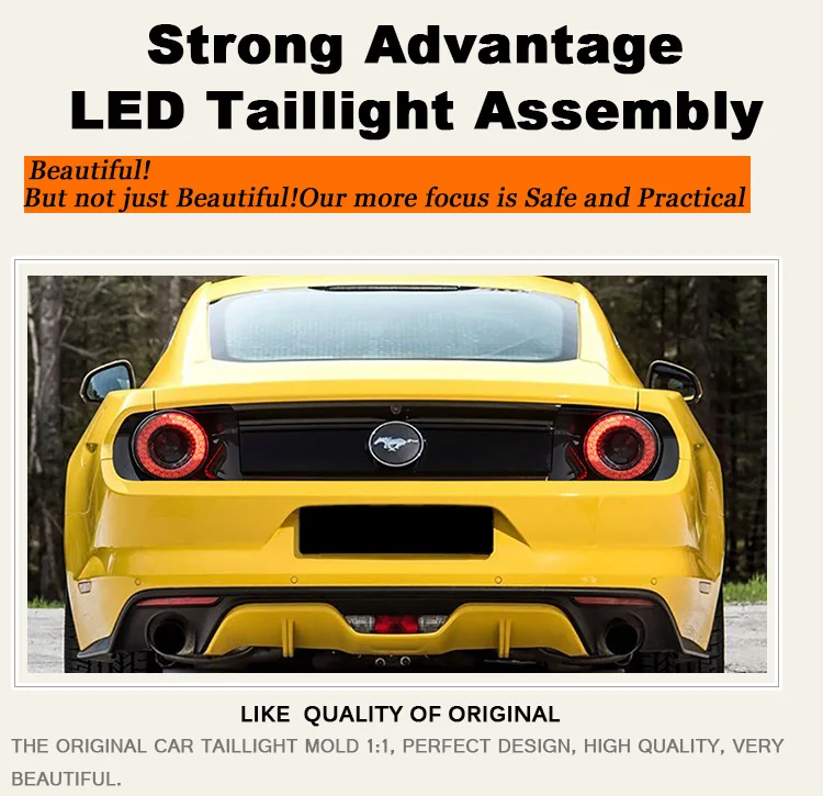 Автомобильный Стайлинг для ford Mustang задняя фара 15-19 для Mustang задние фонари, выделенный Автомобильный свет, светодиодные задние фонари с 2 шт