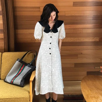 

Spring casual plaid dress women slim dress
