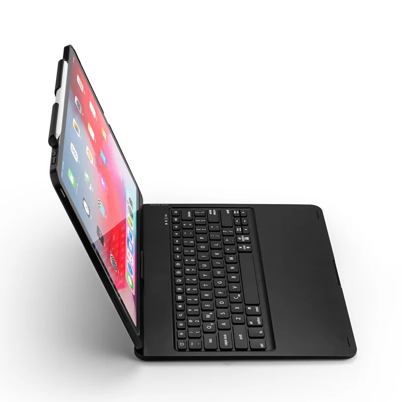 [Новинка] синяя беспроводная клавиатура с зубчатой лапой для iPad pro 12,", Премиум жесткий чехол+ 360 Поворот умный сон+ 7 цветов с подсветкой