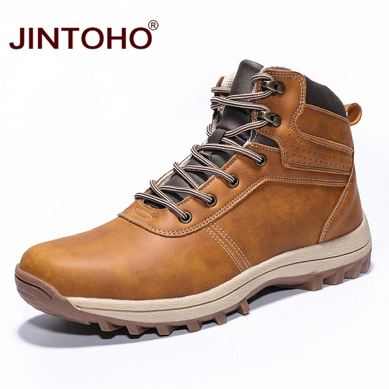 JINTOHO/мужские ботинки Мужская обувь из натуральной кожи на шнуровке