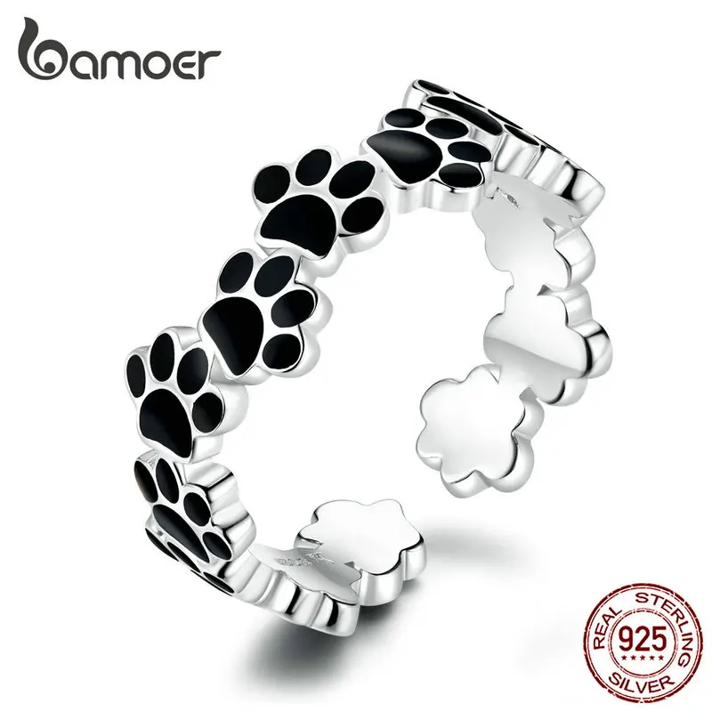 

bamoer Funny Bone Finger Rings for Women Authentic 925 Sterling Silver Animal Pet 925 Silver Jewelry Accessories Gifts SCR604