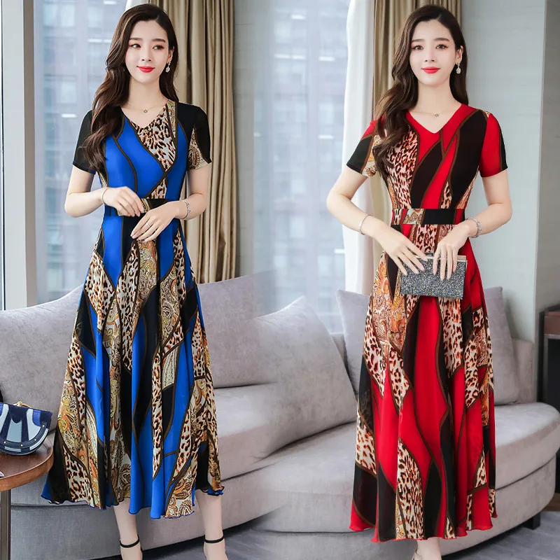 

2019 Summer New Style Korean-style Popular Large Size over-the-Knee Elegant Chiffon Dress Women Dress