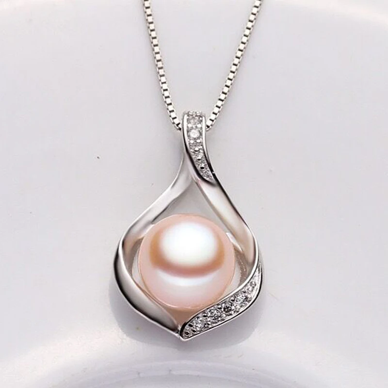 Real Natural Freshwater Pearl Pendant Necklace Women 925 Silver Necklace Girl Birthday Gift pendant necklace,silver necklace,silver pendant
