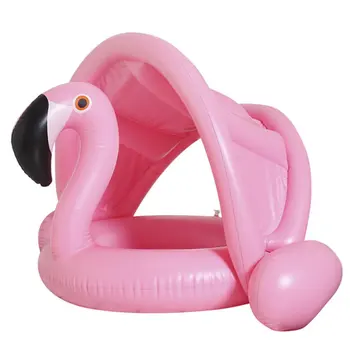 

Baby Inflatable Flamingo Swan Swimming Pool Float with Sunshade Ride-On Swimming Ring Safe Seat water Toy Infant Circle