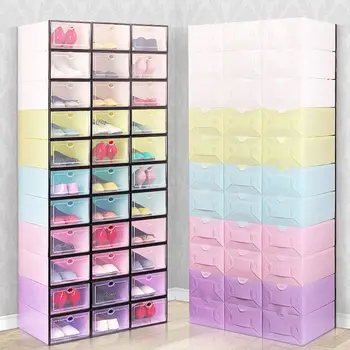 

Flip Shoes Box Thickened Transparent Drawer Case Plastic Shoe Boxes Stackable Box Shoe Organizer Shoebox storage Shoe rack hot