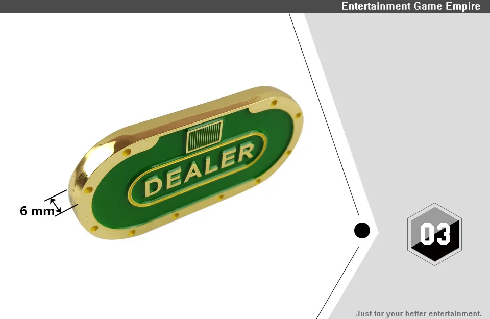2 Yernea New Texas DEALER Poker Chips 1Pcs Pressing Metal Double-faced Ellipse Chip Table Game Competition Club (3)