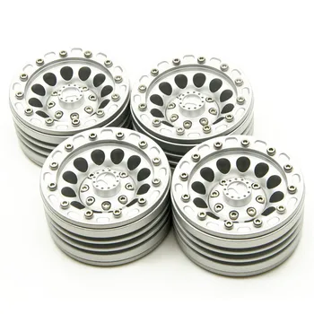 

Scx10 Trx-4 1.9 Inch Beadlock Aluminum Beadlock Wheel Rims Set for 1/10 TRX-4 SCX10 D90 Wraith 36 37 RC Crawler Wheel,Silver