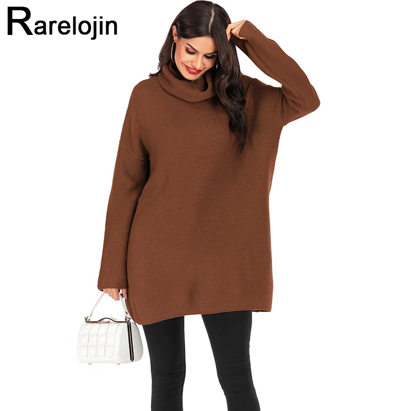 Зимний женский свитер Европейский Американский женский модный Свободный вязаный плюс размер Femme пуловеры Длинные свитера женская одежда