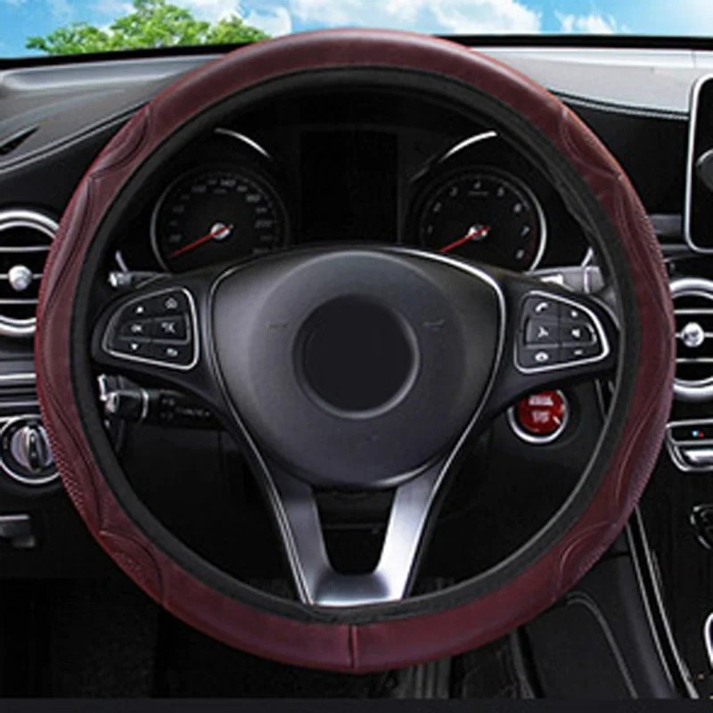 Leather Steering Cover Vintage Wear-resistant Wheel Comfortable Interior Leather Steering Cover Vintage Wear-resistant Wheel Comfortable Interior