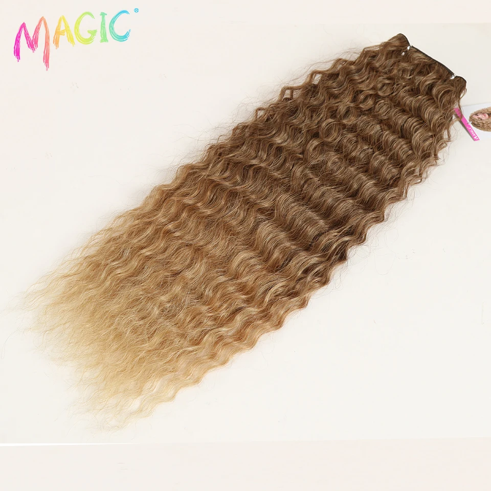 MAGIC Deep Curly Synthetic Hair Weave Deep Wave Hair Bundles 28"30"32"Inches Ombre Color Two Tone Curly Extension 120g