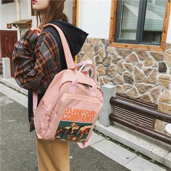 

Women Backpack Retro Cartoon Printing Nylon waterproof shoulder bags School Backpacks For Teenage Girl A Ring Backpack