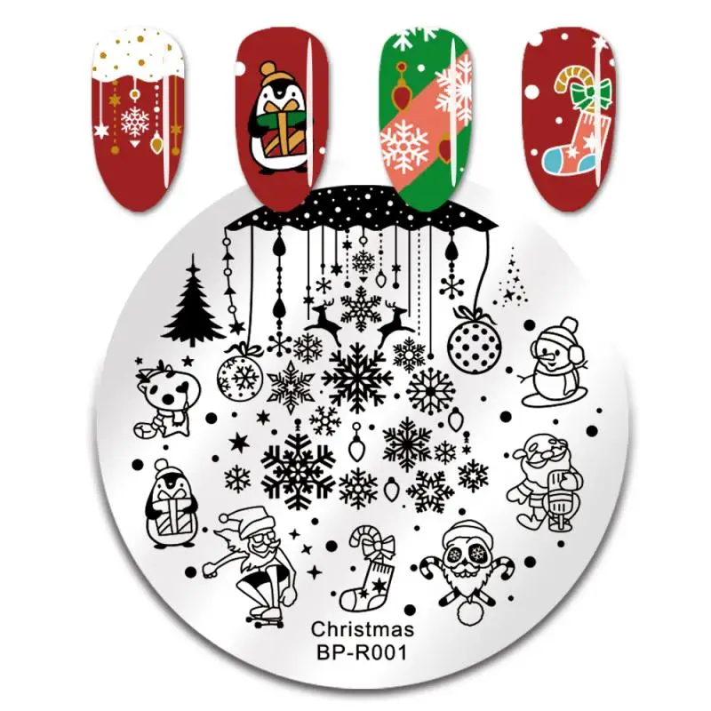 BORN PRETTY штамповочные пластины для ногтей рождественские геометрические мандалы цветок Дизайн ногтей штампы шаблоны DIY Штамповка Печать трафареты маникюр - Цвет: BP-R001