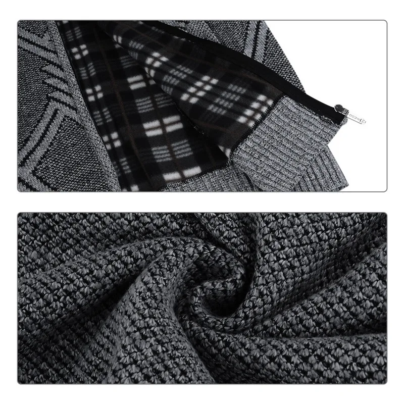 Mens Stand Collar Knitted Front Zip Sweater - Image 5