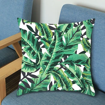 

Africa Tropical Plant Printed Loin Pillowcase Green Leaves Linen Pillow Cases Chair Pillow Cover Home Decorative Pillow Case