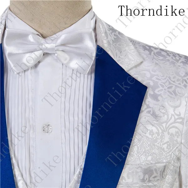 Thorndike жаккардовый Мужской Блейзер белый цветочный мужской костюм, пиджак, приталенный шаль воротник жениха костюм фрак Homme