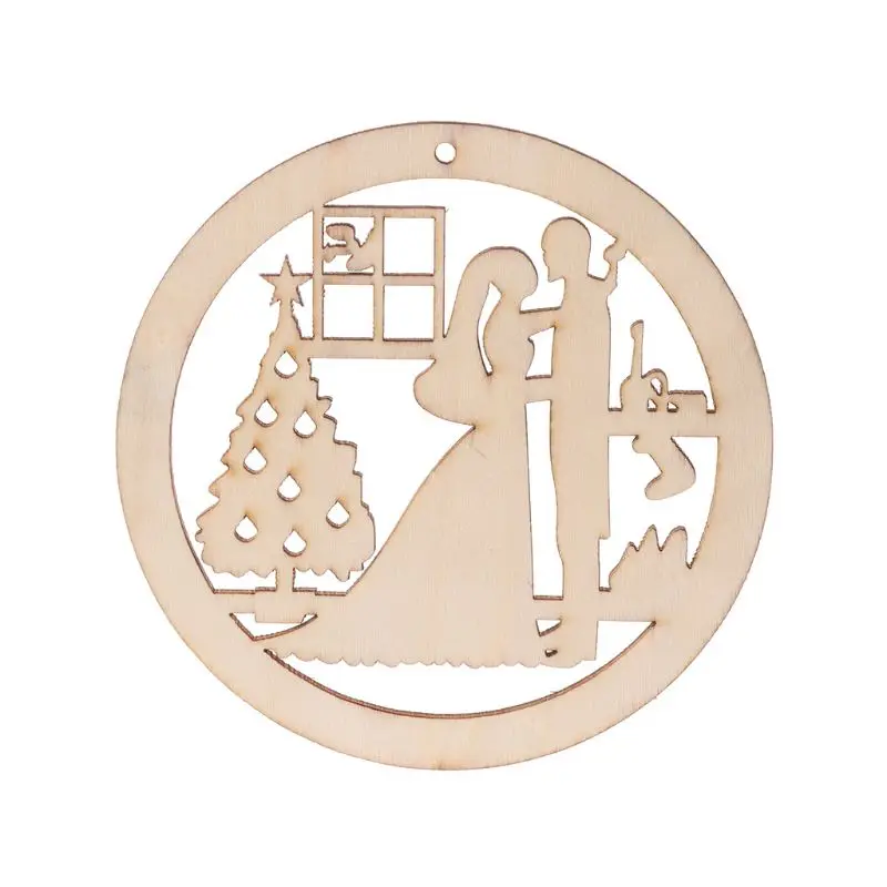 

Round Wedding Pendant Laser Cutting Wooden Plaque Scrapbooking Handicraft Decor Confetti Slices Rustic Embellishments Ornament