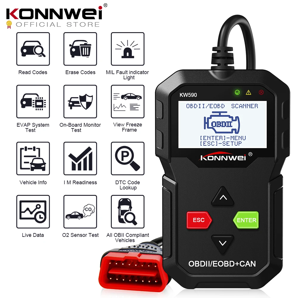 KONNWEI KW590 OBD диагностический инструмент автомобильный считыватель кодов OBD2 сканер Поддержка многобрендовых автомобилей и языков Бесплатная ... KONNWEI KW590 OBD диагностический инструмент автомобильный считыватель кодов OBD2 сканер Поддержка многобрендовых автомобилей и языков Бесплатная ...