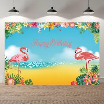 

SeekPro Happy Birthday party Banner baby shower flamingo summer vacation Studio Photo Bacdrop Photography Backgrounds Wall Paper