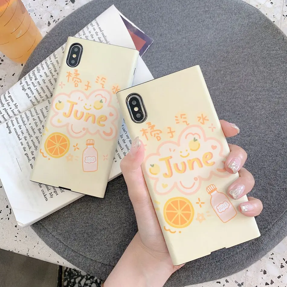 

For iPhone 7 Plus XR X XS Max Case Solid Color Summer Delicious Orange Soda Holder Cover For iPhone 8 6 6s Plus Soft TPU Coque