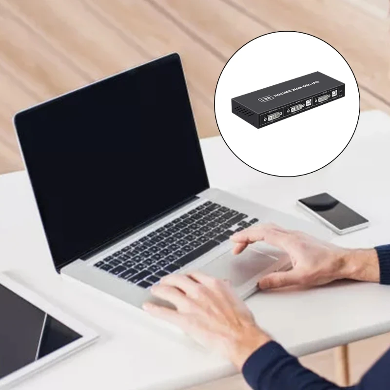 Smart switches USB KVM switch DVI 2-port screen splitter 2 In 1 Out adapter for keyboard mouse printer computer shared