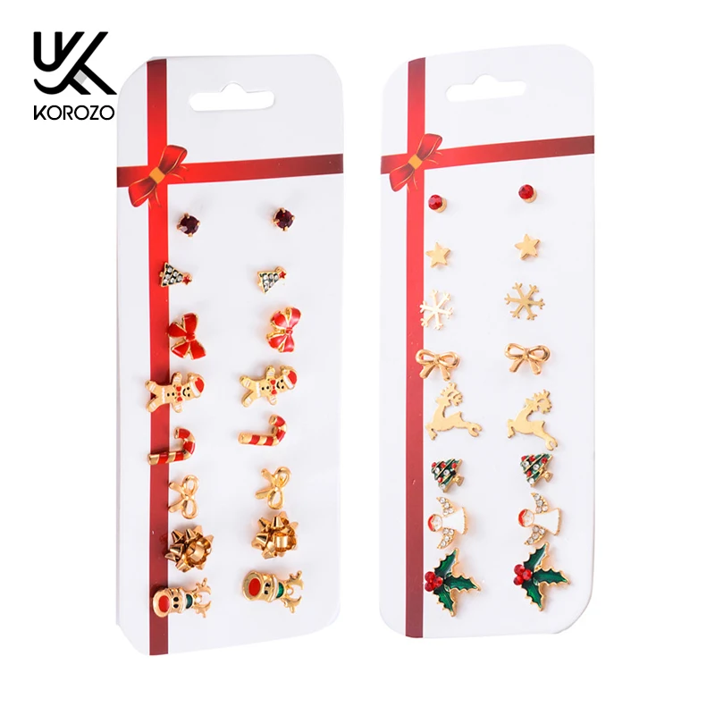 8 Pairs Gold Stud Earrings for Women Kids Cute Small Set Christmas Jewelry Ear Studs Xmas Gifts Brincos Bijoux 2019 | Украшения и