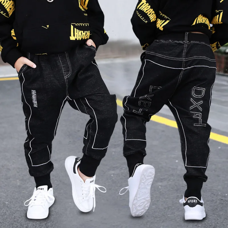 Autumn Spring Baby Boys Jeans Pants Kids Clothes Cotton Casual Letters Children Trousers Teenager Denim 4-14Year | Детская одежда и