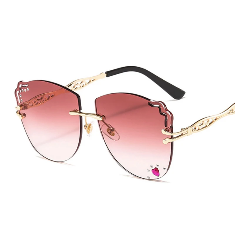 

Luxury Rimless Sunglasses Women 2020 Brand Irregular Trimmed Gradient Eyewear Metal Frame Sun Glasses Female UV400