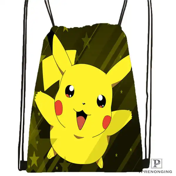 Drawstring Backpack Пользовательские Pikachu-and-Friends-under-the-sea-2 походная сумка на шнурке милый рюкзак для детей(черная спинка) 31x40 см#20180611-02-97 - Цвет: Drawstring Backpack