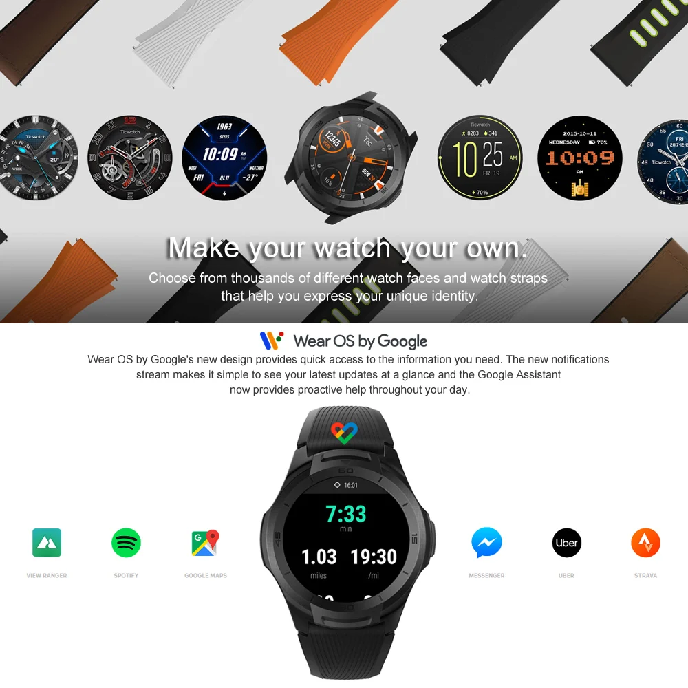 Xiaomi Ticwatch S2 Смарт-часы Android носить Bluetooth gps часы жизнь водонепроницаемый монитор сердечного ритма бег отслеживание Smartwatch