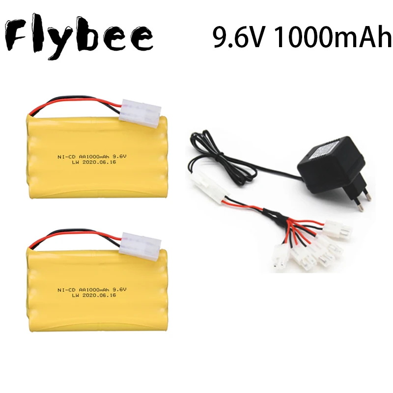 

9.6v 1000mah Ni-CD Battery + 9.6V Charger Set For Rc toy Car Boat Gun Tank Train Robot NICD AA 9.6v Rechargeable Battery Pack
