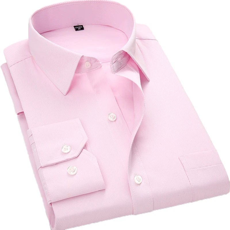 

Aoliwen brand fashion social long-sleeved slim shirt men's business office clothes pink men's shirt oversize M-6XL Casual shirt