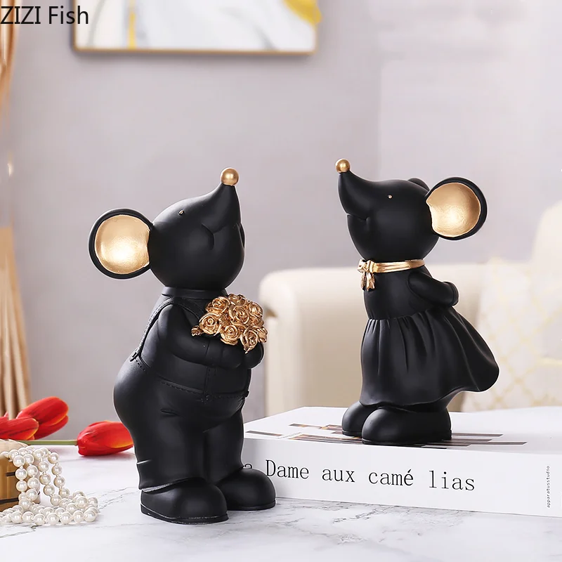 

Cartoons Simulation Animal Sculpture Mouse Couples Resin Crafts Furnishings Home Decoration Handicraft Accessories Wedding