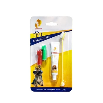 

4pcs Dog Toothbrush Set Cleaning Toothpaste Finger Brush Oral Care Pet Cat Bone Meal Healthy Home Edible Beef Taste Fresh Breath