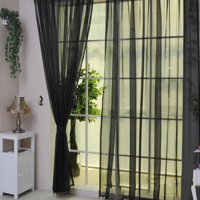 

Solid color Curtain Bedroom Drap Sheer Wedding Glass Yarn Voile Door Window Screening Sheer Valances Home Hotel Decor D35