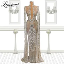 

Abendkleider Luxury Crystals Moroccan Kaftan Evening Dresses Dubai Long Sleeve Abaya Dubai Robe Soiree 2021 Celebrity Party Gown