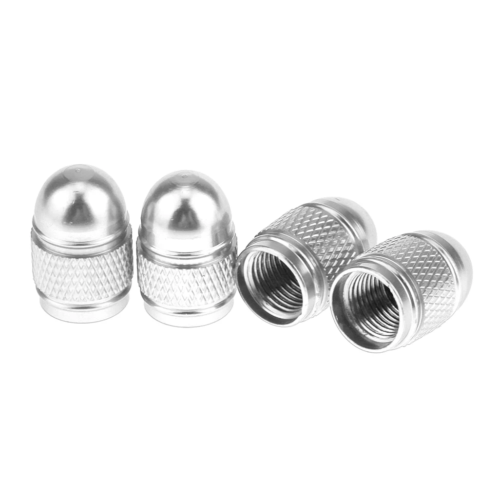 

4x Tire Valve Car Wheel Stoppers Durable Car Motorcycle Aluminum Accessories Silver