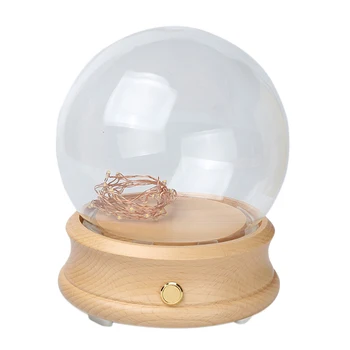 

Creative Bluetooth Music Box Audio with Wood Lamp Base Glass Cover DIY Crafts Home Bedroom Decoration Birthday Valentine's Day G