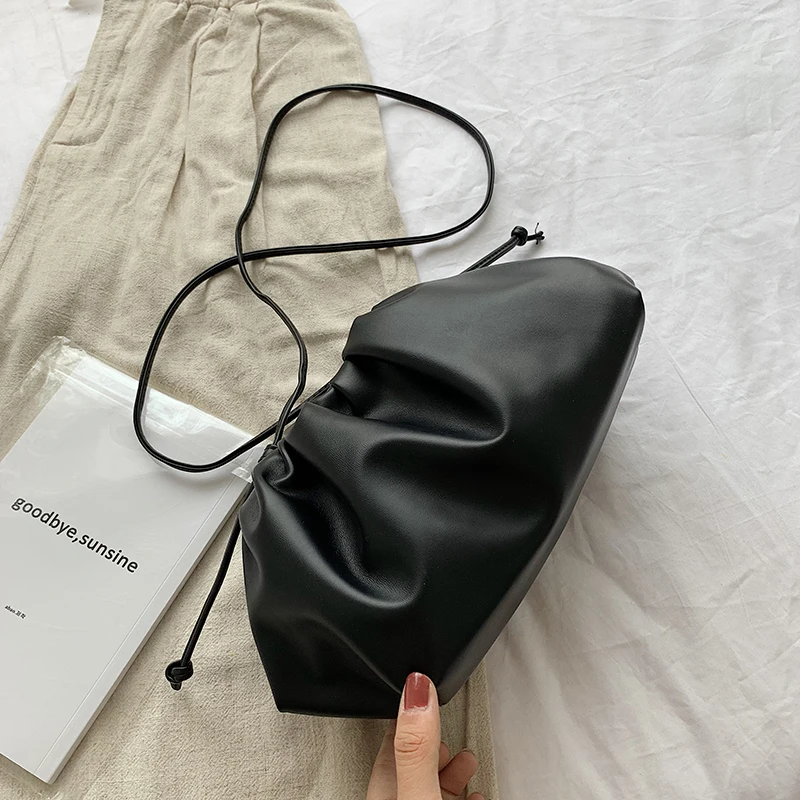 

Ins Pleated Dumpling Bags for Women Drawstring Cloud Women Bag Designer Shoulder Crossbody Bags Evening Clutch Purse 2019 New