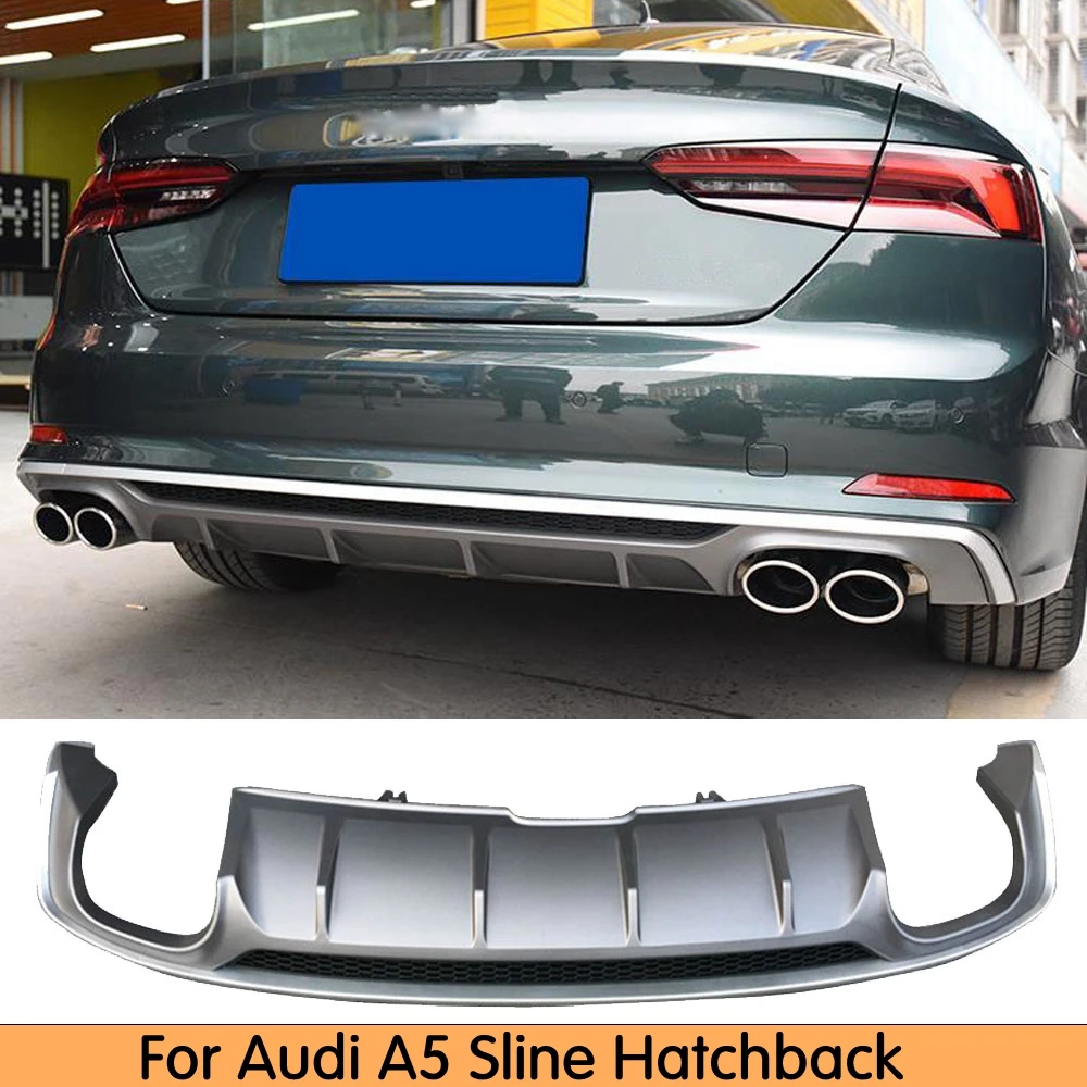 

NEW ABS 4 Outlet ABS Rear Bumper Diffuser with Exhaust Tips For 17 18 Audi A5 S5 4-door 2017 2018 2019