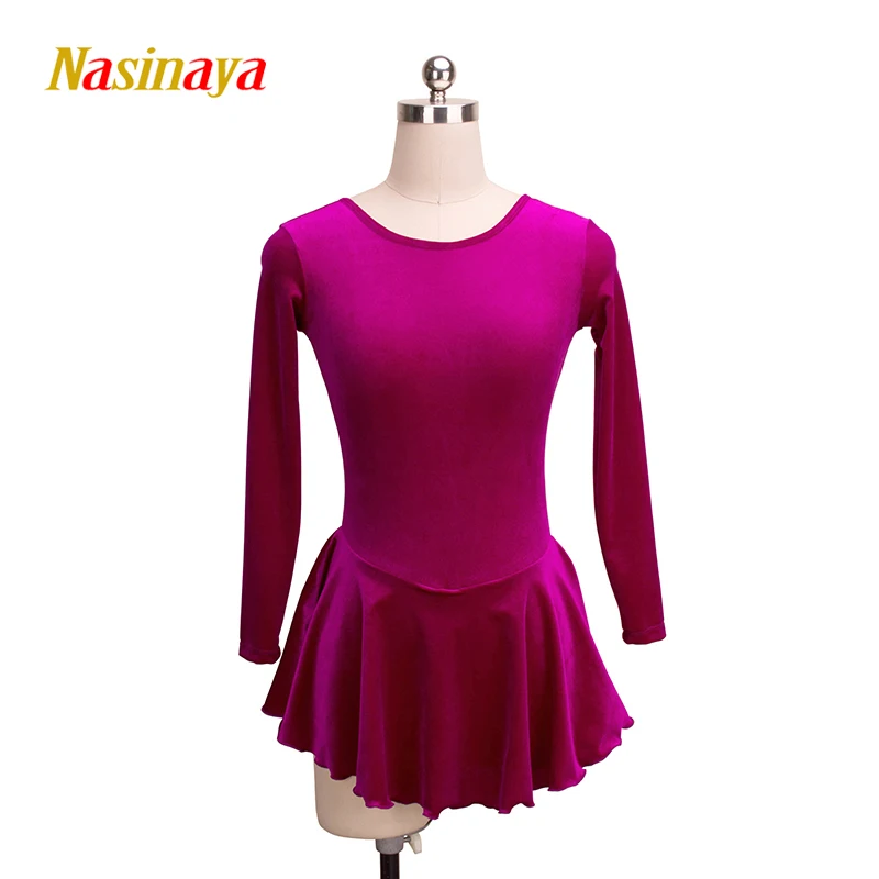 Costume Figure Skating Dress Women Kids Ice Skating Skirt Black Velvet Monochromatic Competition