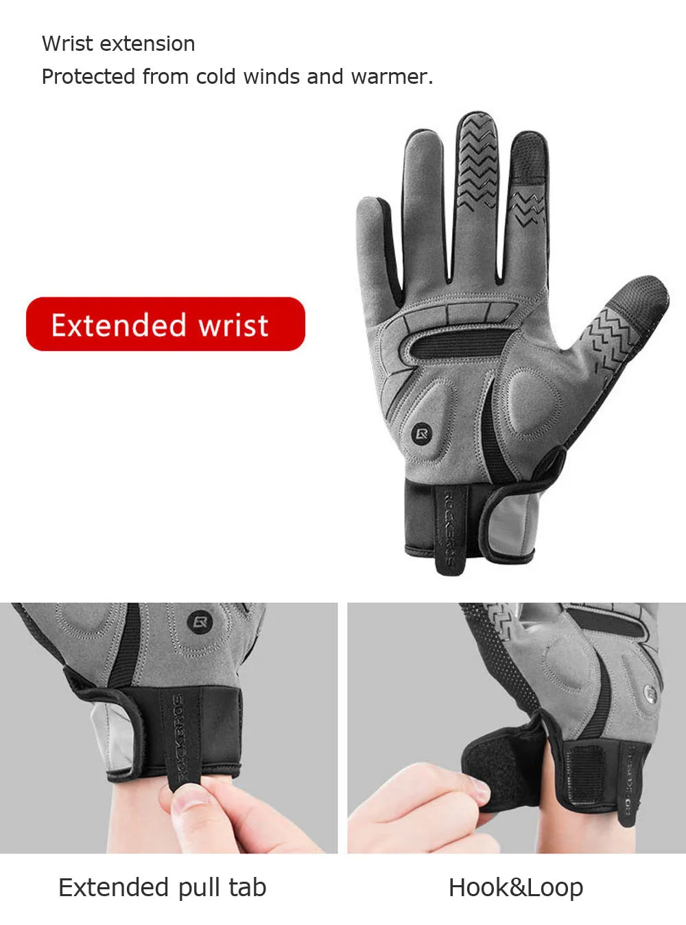 ROCKBROS мотоциклетные перчатки с гелевой подкладкой зимние термальные перчатки для велосипеда с полным пальцем Luva Motorcoss перчатки с сенсорным экраном Guantes Moto ветрозащитные