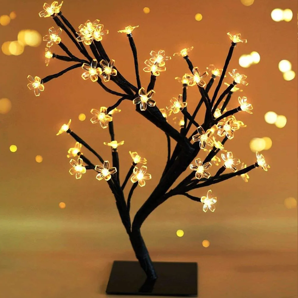 Bonsai Tree Light Artificial Tree Led Flower Cherry Blossom Light  Adjustable Branches Battery Operated for Room Decoration and Gift (Warm  White)