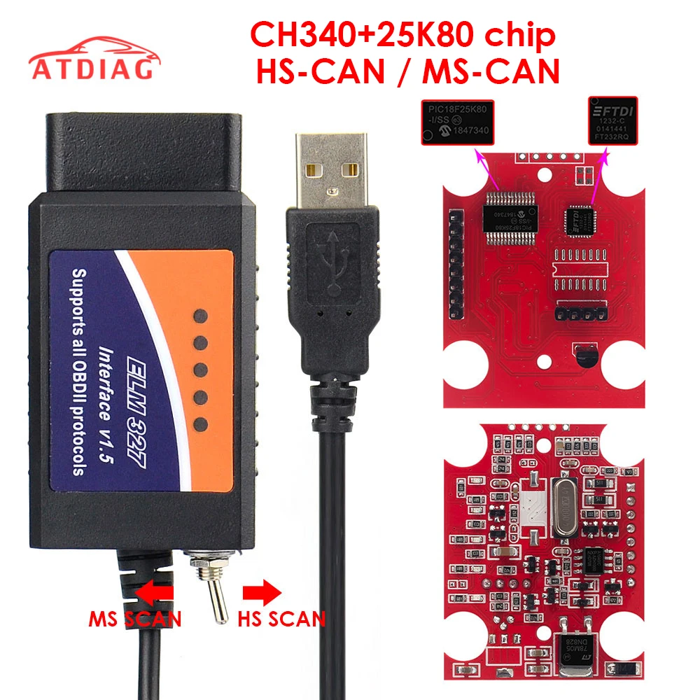 ELM327 V1.5 Bluetooth OBD2 Mini Elm 327 чип PIC18F25K80 автомобильный диагностический инструмент OBDII