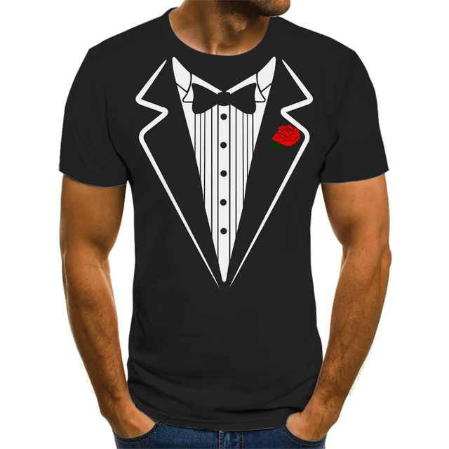 2021 Summer 3D Printed Jacket Suit Fake Pattern T-shirt Fashion Trend Funny Sweatshirt Boy Personalized Casual Shirt xz3