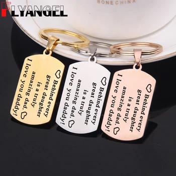 

FLYANGEL Fashion Keychain Daughter Gifts Jewelry Great Daughter I Love You Daddy Key Holder Gifts Form Daddy Bag Charm Keyring