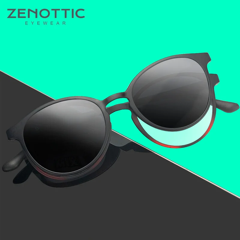 Солнцезащитные очки ZENOTTIC в стиле ретро 90 х Ultem(PEI) с магнитной застежкой круглые оптические для близорукости