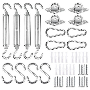 

48Pcs Heavy Duty Sun Shade Sail Fixing Kit Awning Attachment Set for Triple-cornered Square Rectangle Outdoor Patio Lawn