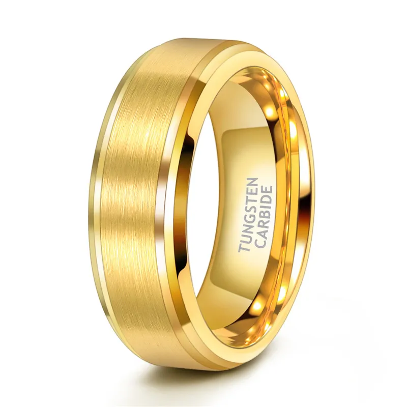Somen New Arrival Classic Men Ring Gold Color 6mm 8mm Width Tungsten Carbide Unisex Luxury Wedding Band Simple Ring Jewelry 3