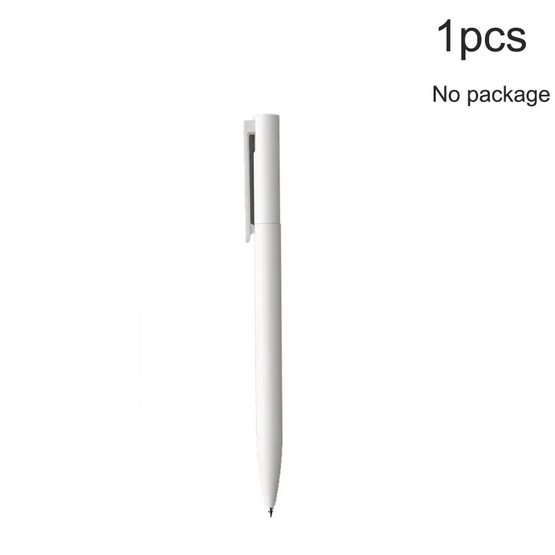 1pcs Гелевые ручки Xiaomi Mijia, 10 шт., без колпачка, 0,5 мм, цилиндрическая ручка, черная ручка, белая, гладкая, швейцарская, заправка MiKuni, японские чернила, черные - Цвет: 1pcs